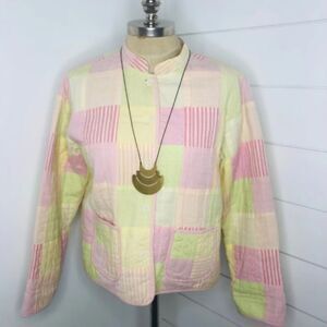 Handmade Quilted Patchwork Feeding Jacket Women's Size Medium Pink Pastel Green